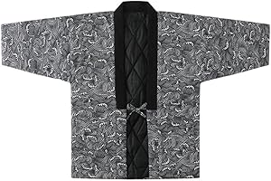 Winter Japanese Vintage Kimono for Men Cardigan Traditional Cotton Hanten Warmwear Home Clothes Pajamas