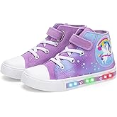 Boys Girls Light up Sneakers Kids High Top Flashing Canvas Shoes Toddler Casual Easy Fasten Walking Sneaker