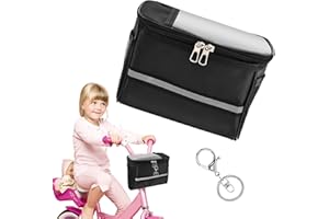 NOWHYX Kids Bike Basket, Front Frame Scooter Basket Bag, Bicycle Handlebar Bag for Boys Girls with Zipper, Bike Decoration for Most Children's Bikes Like Tricycle, Balance Bik-e(COLOR:Black)