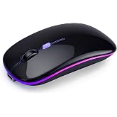 AZTZATZ Wireless Bluetooth Mouse, Rechargeable Computer Mouse, Black | Dual Mode - BT5.2 &amp; 2.4G,Long Lasting,Silent RGB LED Mice,Slim Portable Mouse for Laptop,PC,Tablet,MacBook,iPad,Apple Devices