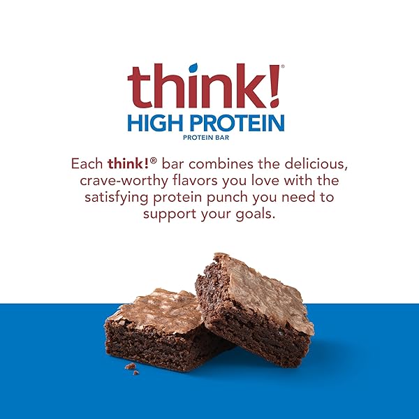 THINK! PROTEIN BARS, HIGH PROTEIN SNACKS, GLUTEN FREE, SUGAR FREE ENERGY BAR WITH WHEY PROTEIN ISOLATE, BROWNIE CRUNCH, NUTRITION BARS WITHOUT ARTIFICIAL SWEETENERS, 2.1 OZ (12 COUNT)