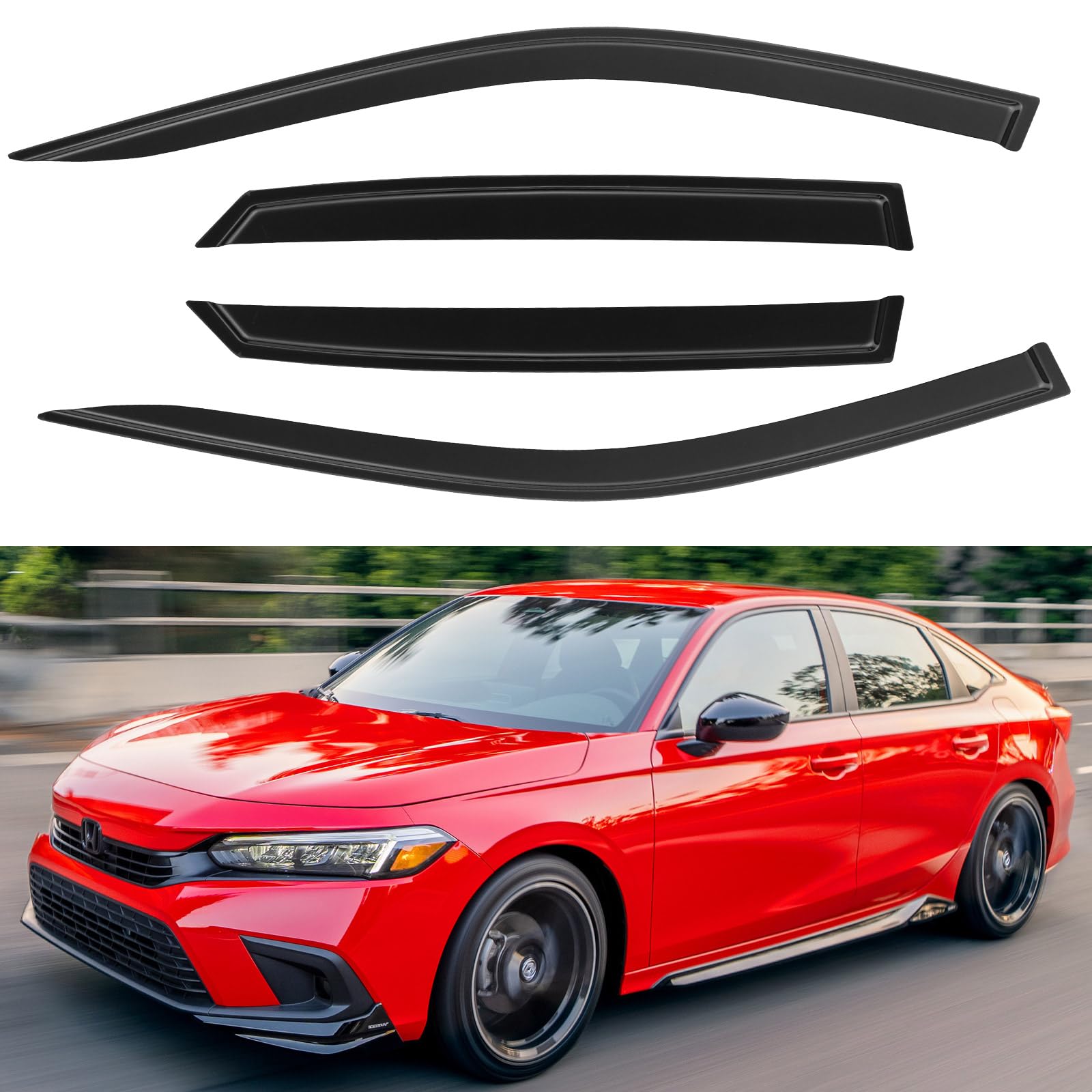 YQAUTEC Window Visors Rain Guards for 2022 2023