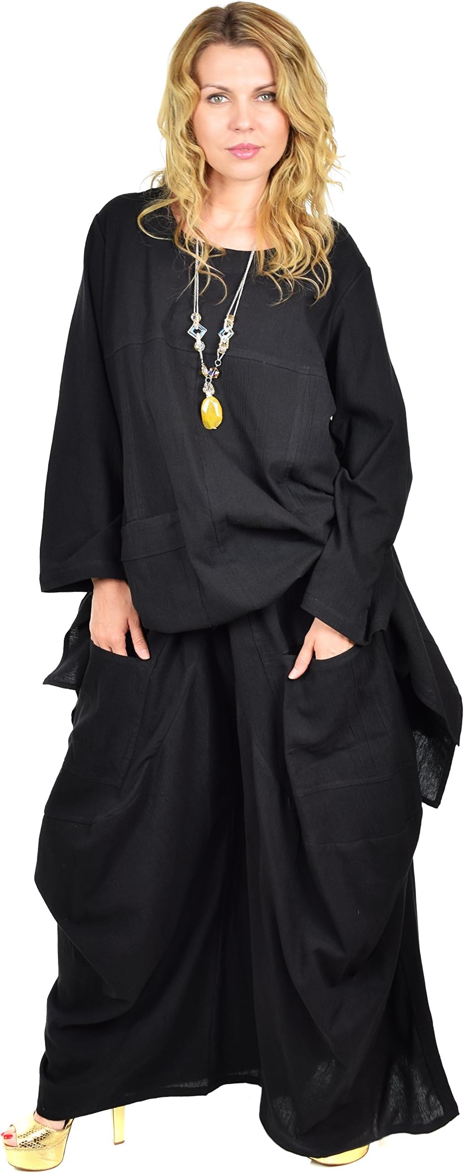 Women 2 Piece Cotton Gauze Pants Set Summer Outfit Plus Size