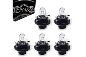 gunroil 5 PCS Automotive Dashboard Light, BX8.4d T5 High Temperature Resistant Bulb, 12V 1.2W Automotive Lighting Accessory, 