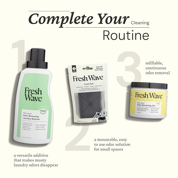 FRESH WAVE ODOR REMOVING LAUNDRY BOOSTER, 24 FL. OZ. | LAUNDRY SCENT BOOSTER | SAFER ODOR RELIEF | NATURAL PLANT-BASED ODOR ELIMINATOR | PET BEDDING, ACTIVEWEAR, BLANKETS, CLOTHES & FABRICS