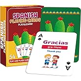 gisgfim 54 Spanish Playing Cards Hispanic English Phrases Vocabulary Beginner Flashcards Educational Bilingual Learning Cards Games for Family Friends Travel Play Activity Memory Quick Reference