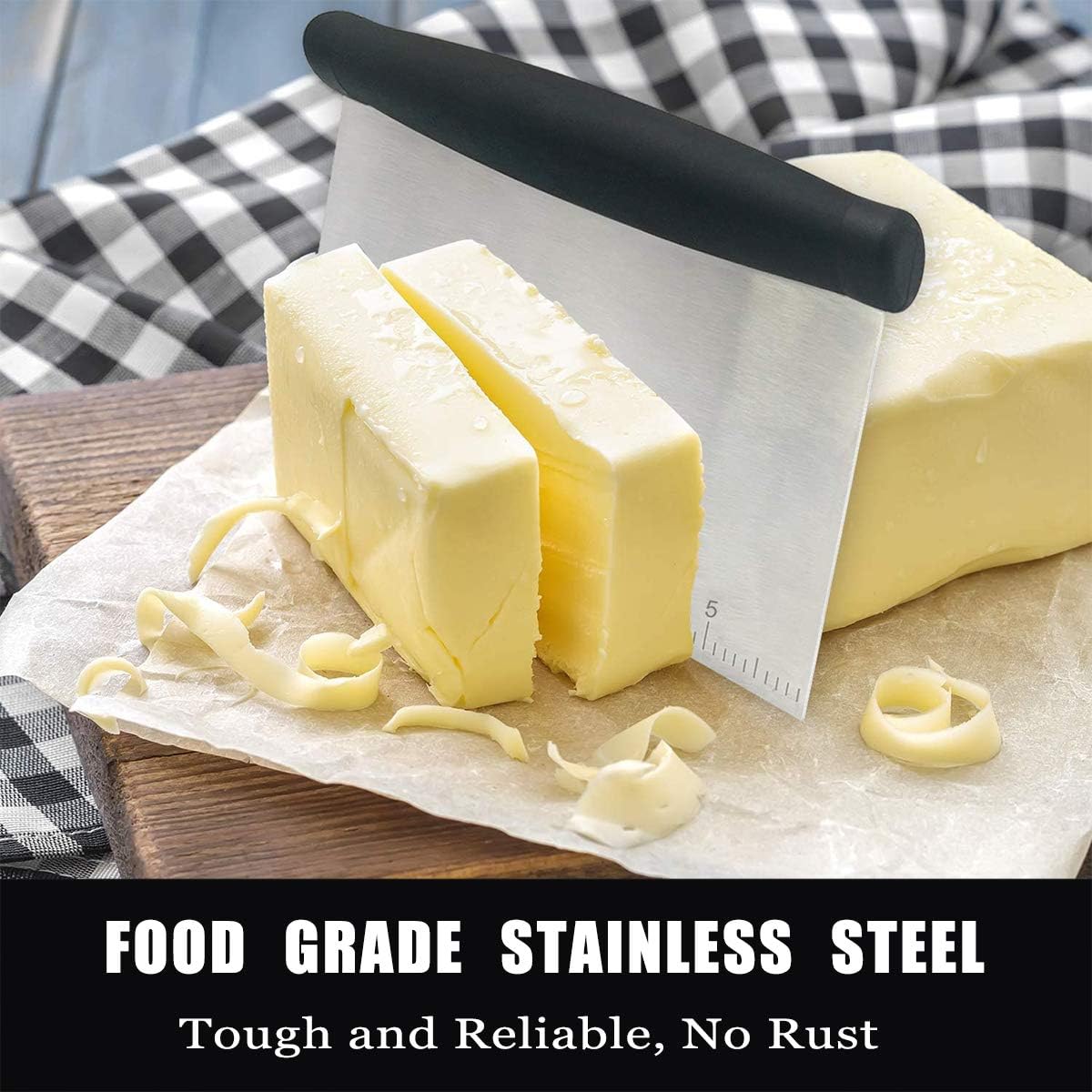 Pastry Blender and Dough Scraper-Professional Stainless Steel Pastry Cutter Set, Multipurpose Bench Scraper-Great as Dough Cutter for Pastry Butter and Pizza Dough, Smooth Baking Dough Tools for Kitchen: Kitchen & Dining