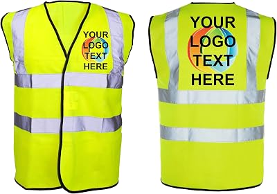 StickersWall Personalised Hi Vis Vest Custom Printed Yellow XLarge Reflective