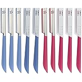 Coufce 10 pcs Eyebrow Razor WomenFace Razors Facial Hair Removal Exfoliating Dermaplaning Tool Face Shavers Upper Lip Hair Removal Travel Razor(Red and Blue)