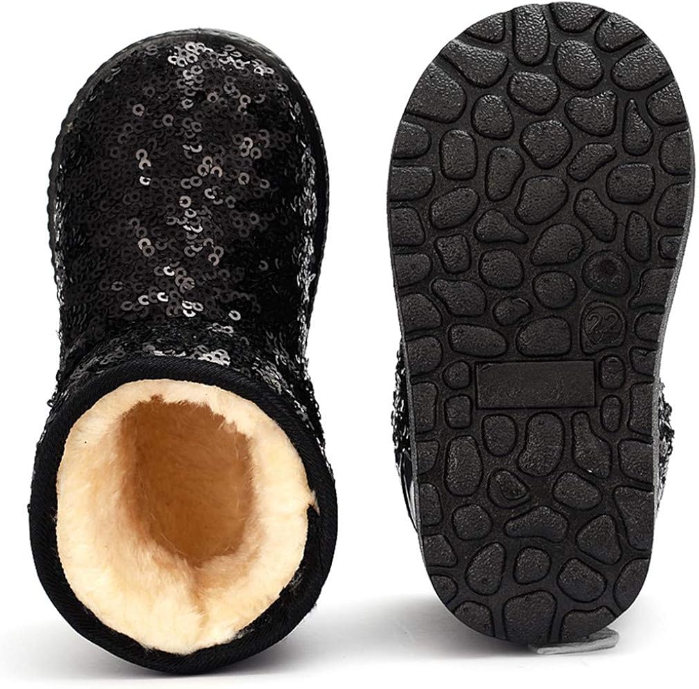  | DADAWEN Boy's Girl's Warm Winter Sequin Waterpoof Outdoor Snow Boots | Snow Boots