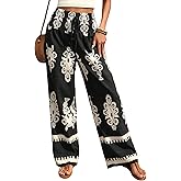 ZAFUL Boho Pants for Women Floral High Waisted Wide Leg Palazzo Pants Summer Trendy Casual Lounge Pants Women Vacation