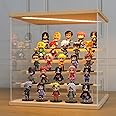LANSCOERY Acrylic Display Case with LED Light, Clear 5 Tier Organization, Dustproof Wooden Display Box, Exclusive Showcase for Collectibles, Mini Figures and Funko Pop, 11.8x11x11.8inch
