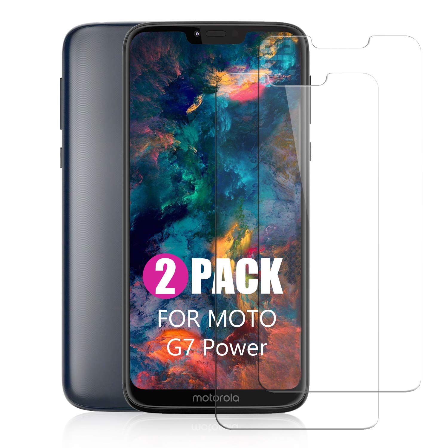 SCL Screen Protector Compatible with Moto G7 Power (2-Pack),2.5D Rounded Edge Glass Film,9H Tempered Glass,[Anti-Scratch][Anti-Fingerprint][Bubble-free]