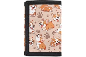 Dolyues Corgi Dog Wallet for Girls 5-12 - Playful Puppy Paws Coin Purse with Zipper Pocket, Cute Animal Print Money Organizer (Perfect School Accessory & Birthday Gifts)