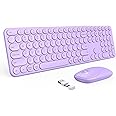 PEIOUS Wireless Keyboard and Mouse Combo, Cute Purple Keyboard & Mouse with USB and Type C Receiver, Full Size Wireless Mouse and Keyboard, Compatible for MacBook, Windows, Laptop, PC - Purple