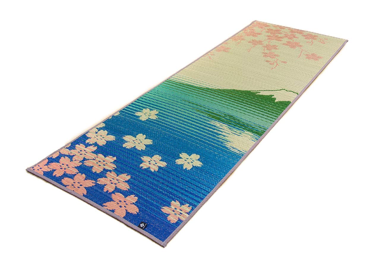 IKEHIKO Non Slip 6mm / 0.25 Inch Japanese Tatami Yoga and Meditation Mat, Natural Relaxing Igusa Scent, also suitable for Pilates, Made in Japan - Sakura Fuji