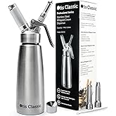 Otis Classic 304 Stainless Steel Whipped Cream Dispenser, 500ml w/ 3 Decorating Nozzles - Commercial Grade Quality Made of Fo