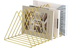 Urban Deco Triangle Desk Organizers Metal Wire Magazine Holder 10 Sections Decorative File Folder Organizer Vinyl Record Storage Office File Organizer For Desk - Gold Magazine File Holder