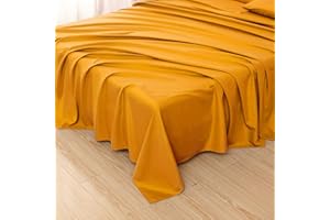 Toodou Premium, Hotel Quality,Wrinkle Stain Resistant Yellow Twin Flat Sheets Have Soft Silky Touch, Breathable and Fade Resistant,It's Most Comfortable and Luxurious Bed Top Sheet
