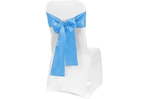 Obstal 50 PCS Satin Chair Sashes Bows for Wedding Reception- Universal Chair Cover Back Tie Supplies for Banquet, Party, Hotel Event Decorations