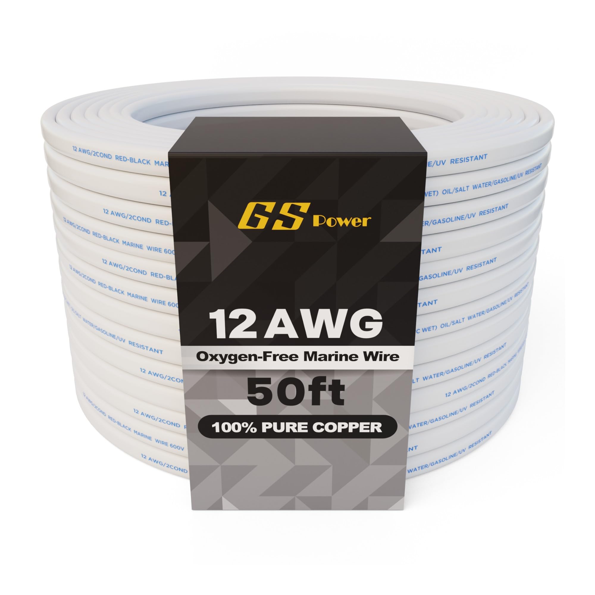 View 1 of ***MISSING PIECE*** GS Power 50 Ft Duplex Marine Wire, 12 Gauge Wire, Oxygen-Free Tinned Copper 12 AWG Electrical Boat Wiring, Sheathed Copper Marine Grade Electrical Cable for Boat Automotive RV Camper Trailer