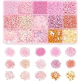 NBEADS Bugle Round Glass Seed Beads,DIY Beads Disc Plastic Paillette for Jewelry Making Necklace Bracelet Craft,DIY Kit,Deep Pink,Mixed Size (DIY-NB0008-45-US6)