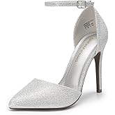 DREAM PAIRS Women's Oppointed-Lacey Pointed Toe Ankle Strap High Heel Stiletto Pumps Wedding Dress Shoes