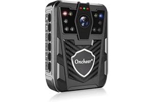 ONCHEER 1080P Body Camera, Police Body Cam with 12H Continous Record, 64G SD Card, Shoulder and Waist Clips, Lightweight Personal Body Worn Cameras for Law Enforcement, Security Guards, Cycling Trip