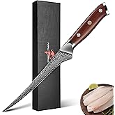 Purple Dragon Fillet Knife 7 Inch, Japanese Boning Meat Cutting Knives Razor-Sharp Meat Trimming Deboning – Professional Filet Fish Knife with Ergonomic Handle Christmas Gift for Men and Women