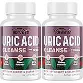 Yonrave Uric Acid Cleanse & Detox with Tart Cherry, Celery Seed Uric Acid Supplement – Uric Acid Levels, Joint, Kidney and Sleep – 90 Veggie Capsules（2 Bottle）