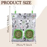 UPINS 3 Hay Bag for Rabbits 2-Hole Hanging Hay Feeder (Dark Color) view 2