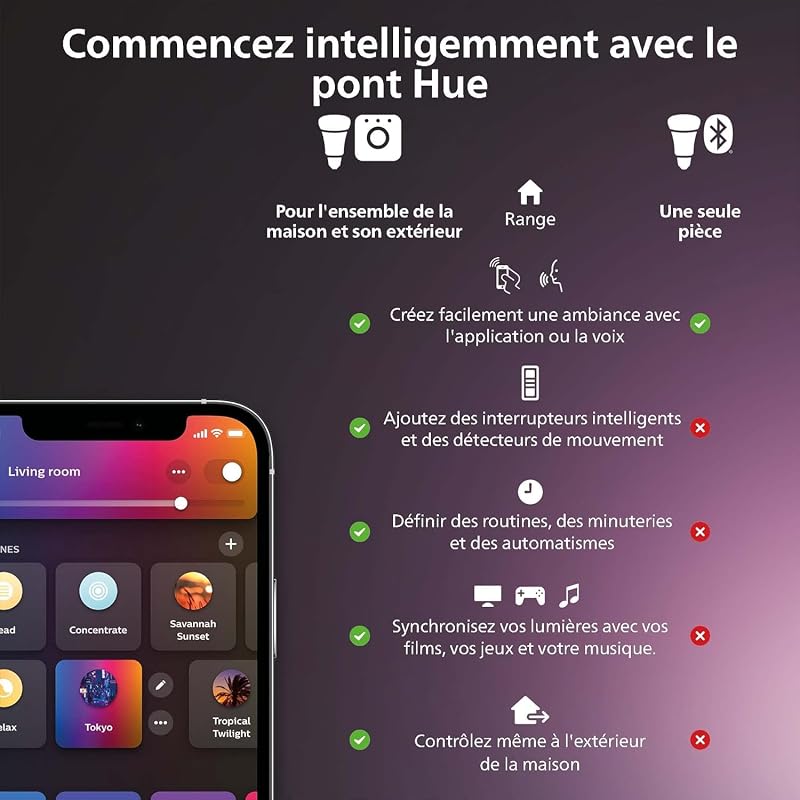 Lightstrip Play Gradient pour TV 65 pouces, Bande ambilight pour synchronisation de la lumière avec l'écran, Bande led compatible avec Alexa, Google Assistant et Apple Homekit