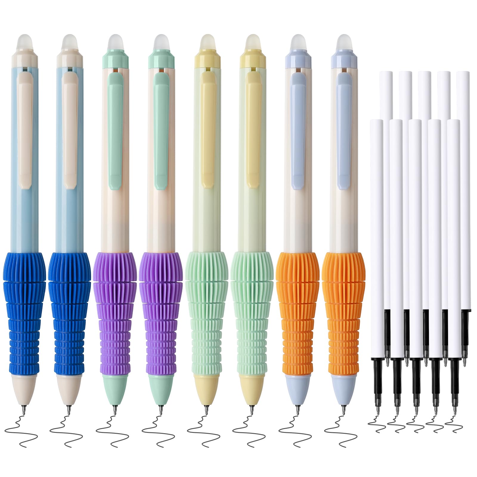 Photo 1 of Temiary 8 Pcs Retractable Erasable Gel Pens & 10 Pcs Extra Refills, Gel Ink Pen with Eraser, Fine Point 0.5mm Smooth Writing for Office School Supplies (Black Ink)