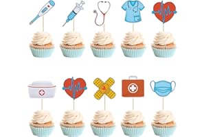 Gyufise 36Pcs Nurse Cupcake Toppers Nursing School Graduation Cupcake Picks for Medical Rn Nurse Grad Themed Birthday Party Cake Decorations Supplies