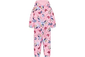 Bluey Girls Rain Suit, Coverall Waterproof Rain Jacket, Breathable Kids Mud Suit with Hood Fleece Lined, Gifts for Kids