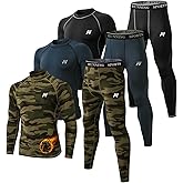 MeetHoo Men Thermal Underwear Set Long Johns with Fleece Lined Base Layer Men Cold Weather Top Bottom for Skiing Running