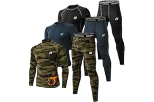 MeetHoo Men Thermal Underwear Set Long Johns with Fleece Lined Base Layer Men Cold Weather Top Bottom for Skiing Running