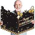 Tiamon Large Greeting Card 25 x 16 Inch Giant Guest Book Jumbo Happy Birthday Card Big Oversize Plastic Custom Guest Book for Women Men Party Decorations(Birthday Theme)