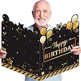 Tiamon Large Greeting Card 25 x 16 Inch Giant Guest Book Jumbo Happy Birthday Card Big Oversize Plastic Custom Guest Book for Women Men Party Decorations(Birthday Theme)