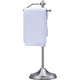SunnyPoint Heavy Weight Metal Fingertip Towel Holder Stand for Bathroom, Kitchen, Vanity and Countertops; Hanging Bar is 14.2" Height (Satin Nickel, 15.6" x 5.6" x 5.6")-Easy Assembly Required.