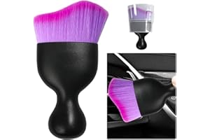 Ziciner Car Detailing Brush, Curved Soft Bristles Auto Removal Dust Collectors, Universal Vehicle Dashboard, Air Conditioner Vents etc Interior Cleaning Tool Accessories (Double Purple)