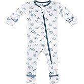 Dreamland Baby Bamboo Viscose Baby Pajamas (0-9 months). Ultra Soft Viscose Sleepers with 2-Way Zipper, Mitten & Foot Cuffs