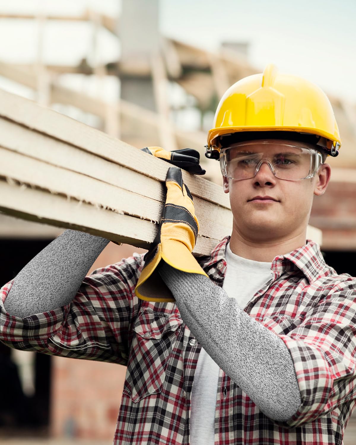 Evridwear Protective Arm Sleeves Cut Resistant Farmers Sleeves for Men Work, Gardening, Farming, Arm Protectors for Thin Skin and Bruising (Extra Large, With Thumb Hole)