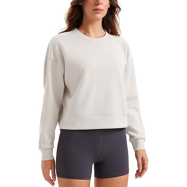CRZ YOGA SoftAura Cropped Hoodies for Women - Long Sleeve Pullover