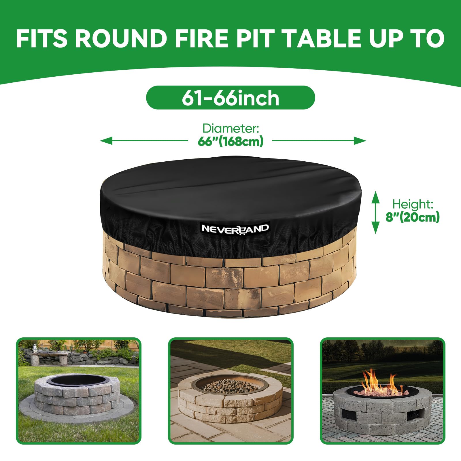 Condition photo showing New/Like New for neverland round fire pit cover for in-ground fire pits, 61-66 inch heavy duty 600d waterproof outdoo