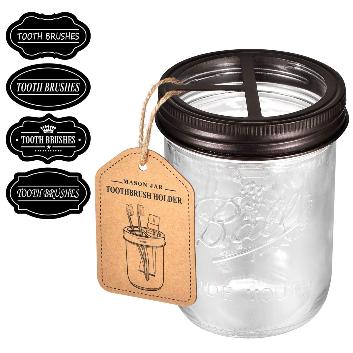 3-Pack Stainless Steel Mason Jar Toothbrush Holder Lid – Rustproof, Fits Wide Mouth Jars, Organizes Bathroom