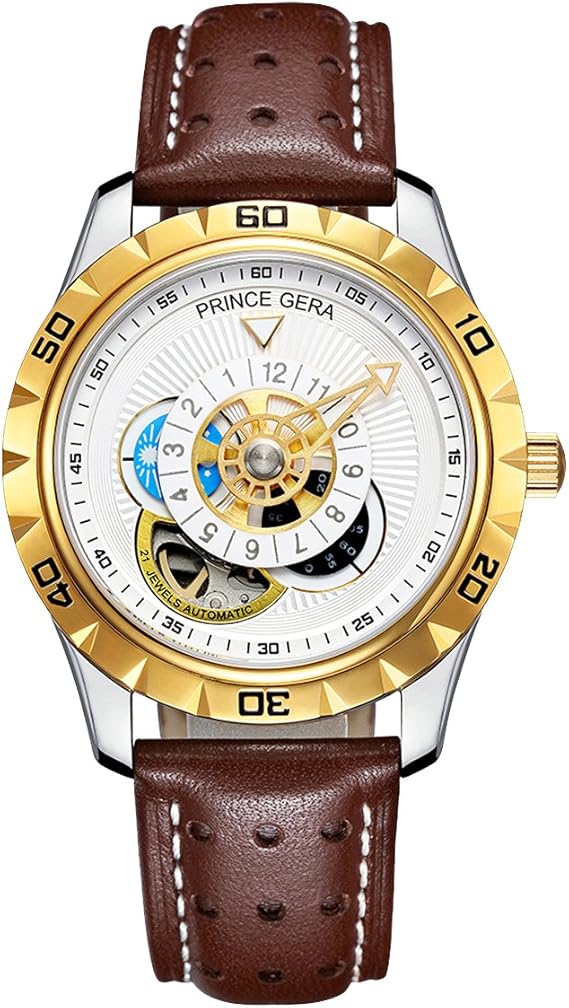 Amazon Prince Gera 腕時計メンズ 機械式 Prince Gera 自動巻き 両面 スケルトン おしゃれ 人気 バレンタインプレゼント ブラック ユニーク 男性 ウォッチ 並行輸入品 腕時計 腕時計 通販