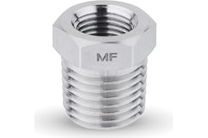 MAACFLOW MAACFLOW Stainless Steel 1/4" Male NPT to 1/8" Female NPT Adapter Reducer Hex Bushing (Thread OD 0.52" - ID 0.34") (Pack of 1)