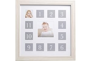 Little Pear Baby Photo and Handprint or Footprint Frame, Baby Keepsake Frame, Rustic White Washed Frame