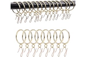 Curtain Rings with Hooks Rustproof Metal Drapery Rings with Eyelets and Pinch Pleat Curtain Hooks for Window Door Shower Curt